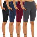 WHOUARE 4 Pack Biker Yoga Shorts with Pockets for Women,High Waisted Athletic Running Workout Gym Shorts Tummy Control, Medium