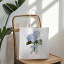 Floral Tote Bag, Blue Summer Floral Flower Hydrangea Canvas Tote Bag for Women, Hydrangea Gifts for Women, Coastal Summer Gift Reusable Grocery Shopping bags