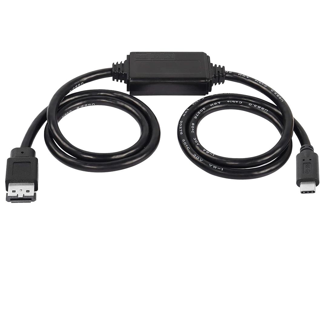 XMSJSIY USB-C Type-C to eSATA Adapter Cable 5Gbps USB C to Power eSATA Converter Cable 5V for HDD/SSD/ODD Laptop PC - 3 ft/1M