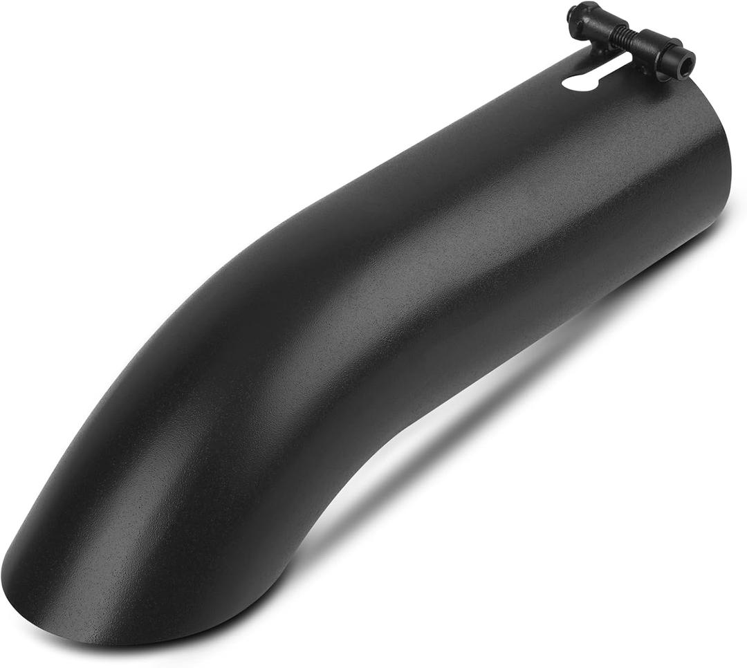 3 inch Inlet Curved Exhaust Tip, 3" Outlet 12" Overall Length Stainless Steel Turn Down Exhaust Tail Pipe, Bolt-On,Sleek Angle Cut, Polished Tailpipe, Black