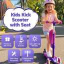 Gotrax KS3 Kids Kick Scooter, LED Lighted Wheels, Adjustable Height Handlebars and Removable Seat, Lean-to-Steer & Widen Anti-Slip Deck, 3 Wheel Scooter for Kids Ages 2-8 and up to 110 Lbs
