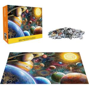 Nattork Jigsaw Puzzle 500 Pieces for Adults Youth Family Space Traveler Solar System Puzzle Pieces Fit Together Perfectly 5 Pack