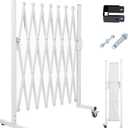 Metal Expandable Barrier Fence for Dogs, Portable Barricade Gate with Casters, Foldable Pet Gate Indoor Outdoor for Rooms, Stairs, Driveway, Garage, Yard, Doorways, 7 Feet, White