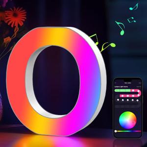 Light Up Letters Marquee Letter - Music Sync RGB Color Changing LED Lights Letter Logo Game Lights for Girls Women Party Birthday Christmas Valentine's Day Wall Desktop Decoration