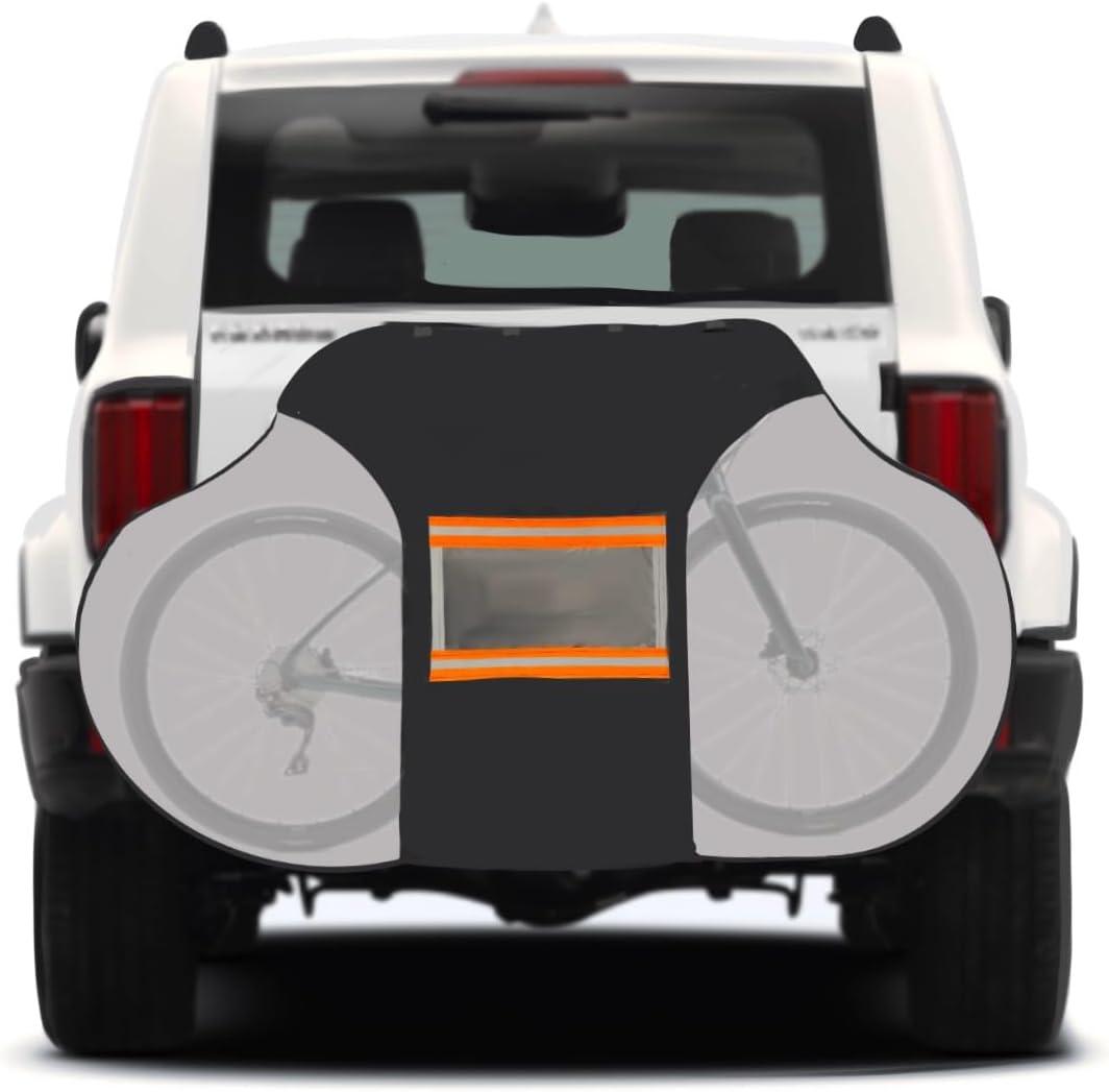 AMBARI Bike Cover for Transport on Rack, Waterproof Bicycle Cover for 2 Bikes on Car Rear, Durable & Windproof with Elastic Straps and Tail Light Visibility for Safe Travel