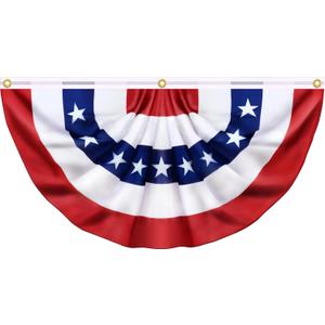 1 Pack 3x6 Ft American Pleated Fan Flags, Patriotic USA Bunting Banner for Outside, Red White and Blue Half Fan Flag Decor for 4th of July, Independence Day, Memorial Day Decorations Outdoorwwwwwwwwwwwwwwwwwwwwwwwwwwwwwwwwwwwwwww