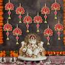 TIED RIBBONS Lotus Backdrop Hanging Pooja Decor | Plastic, 9 Inch | Set of 10 | Indian Pooja Decorations for Home, Navratri, Wedding | Puja Decoration for Home, Wedding Decorations