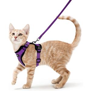 rabbitgoo Cat Harness and Leash for Walking, Escape Proof Soft Adjustable Vest Harnesses for Cats, Easy Control Breathable Reflective Strips Jacket, Purple, XS