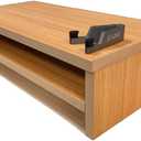 JZD Laptop Stand for Desk with Storage Shelves,Wooden Desktop Organizer with Storage for Home Office