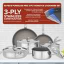 Viking PureGlide Pro 3-Ply Nonstick Cookware Set, Made without PFAS, 10-Piece Induction Pots and Pans Set, Metal Utensil Safe Titanium Nonstick Surface, Oven Safe to 600F. (Incomplete, 8 Items Included)