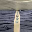 MooMee Bedding Duvet Cover Set 100% Washed Cotton Linen Like Textured Breathable Durable Soft Comfy (Heathered Blue, Palatial King/Oversized King 120"x98")