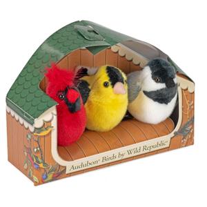 Wild Republic Audubon Birds Collection with Authentic Bird Sounds, Northern Cardinal, American Goldfinch, Chickadee, Bird Toys for Kids and Birders 3 Count (Pack of 1)