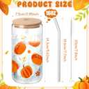 6 Pcs Thanksgiving Fall Glass Cups Gifts 16 oz Color Changing Pumpkin Glass Tumblers with Lids Straws Brushes Funny Fall Pumpkin Iced Coffee Cups for Autumn Halloween Party Gifts Supplies