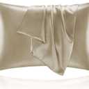 BEDELITE Satin Pillowcase for Hair and Skin, Super Soft and Cooling Similar to Silk Pillow Cases 2 Pack with Envelope Closure, Gift for Women Men(20"x40" King Size, Taupe)