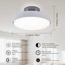 Bladeless Ceiling Fan with Light and Remote, White Modern Enclosed Ceiling Fan, Dimmable Led Bladeless Fan Light, Low Profile Flush Mounted Fan Indoor