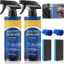 Car Coating Spray,New Quick Effect Coating Agent Spray,Quickly Coat Car Wax,Car Scratch Wax Polish Sprays Waterless Wash,Oil Film Emulsion Glass Cleaner with Sponge and Cloth,4FT.OZ (2PCS)