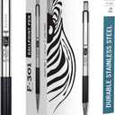 Zebra Pen F-301 Ballpoint Black Ink Fine Point 0.7mm Pen, Easy-Glide Ink, Stainless Steel Retractable, Non-Slip Grip, Professional Design, Ideal for Office, Journal and Planner Use, 12-Pack (27110)