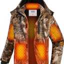 VERGOO Graphene Mens Heated Jackets with 18400mAh Battery Pack Winter Waterproof Electric Self Heating Coat with Hood, Size M