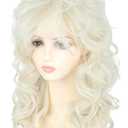 Women's Wigs 70s 80s Fashion Singer Wigs Platinum Blonde Long Curly Beehive Wigs for Halloween Costume Party Wig