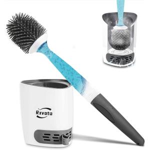 Silicone Toilet Bowl Cleaner Brush, Bathroom Cleaning Bowl Kit, Wall Mount Toilet Brush Refillable Toilet Brush Diatom Mud Absorbent Soft Bristled Silicone (Gray)