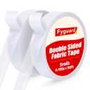 2 Pack Double Sided Fabric Tape, 1In x 196Ft Hem Tape No Sewing No Ironing, Hemming Tape for Clothing Pants Dresses Carpets Crafts (0.98IN)