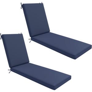 AAAAAcessories Outdoor Chaise Lounge Cushions, Waterproof, Fade-Resistant Patio Furniture Replacement Cushions, 80" x 26" x 3", Set of 2, Navy Blue