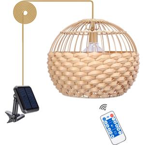 Outdoor Chandelier Solar Pendant Light Outdoor Hanging Lantern Solar Outdoor Chandelier with Remote Dimmable for Porch Patio Gazebo Garden Yard Decoration Nature