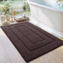 DEXI Bathroom Rug 43x24, Non Slip Washable Bath Mat for Shower Floor, Extra Large Absorbent Soft Bathmat with Rubber Backing, Quick Dry Microfiber Carpet, Brown