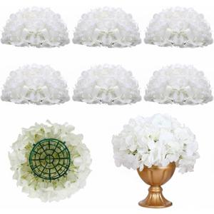 Tigeen 6 Pcs Hydrangea Artificial Flowers, 9 Inch Fake White Floral Bulk Romantic Hydrangea Outdoor Arrangement for Valentine's Day Wedding Centerpieces Mother's Day Anniversary Party Home Decor