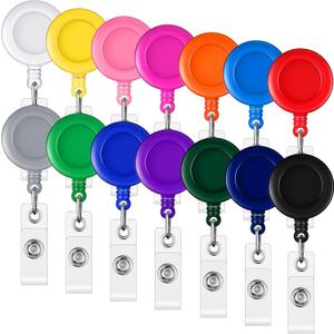 Zonon 140 Pcs Badge Reels Bulk Retractable Badge Reel Clips ID Card Holder Reel with Metal Clip Name Tag Holder Keychain for Nurse Doctor Student Teacher Employees Office Supplies(Solid Color)