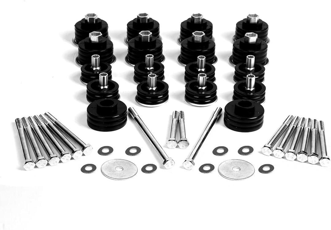 Body Cab Mounts for F250 F350 1999-2007, KF04058BK Body Mount Bushing Kit, Cab Bushing Kit, Steel Sleeves & Hardware (Black)