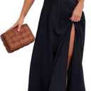 KUTUMAI Women Summer Puff Sleeve Off Shoulder Floral Flowy Long Maxi Dress (Black, L)
