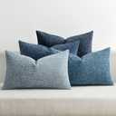 MIULEE Pack of 4 Couch Throw Pillow Covers 12x20 Inch Neutral Blue Soft Decorative Chenille Pillow Covers Farmhouse Accent Cushion Covers for Boho Western Home Coastal Decor Sofa Bedroom Living Room