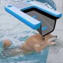 Foldable Pool Float for Dogs, Large Inflatable Dog Water Ramp with Inflation Pump/Storage Bag, Pets Pool Ladder with EVA Anti-Slip Pad & D-Ring(Color A)