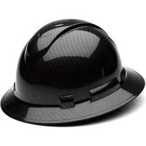 Pyramex Ridgeline Full Brim Hard Hat 4 Point Ratchet Shiny Black Graphite Pattern