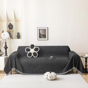 MEETSKY Black Couch Covers for 3 Cushion Sofa Pet Friendly, Washable Sofa Cover Chenille Couch Cover for Sectional Sofa, Thick Couch Protector Covers for Dogs, 91" x 134"