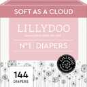 LILLYDOO Baby Diapers - Size 1 (4+ lbs), Monthly Supply (144 Count), Leak Protection, Skin-Friendly, Ultrasoft, Perfume- & Chlorine-Free, Hypoallergenic, Dermatologist Tested, Oeko-TEX