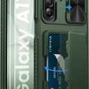 Vihibii for Samsung Galaxy A17 5G Phone Case Wallet with 2X Screen Protector, Built-in Card Holder (4 Cards), [RFID Blocking] & Slide Camera Cover & Shockproof Rugged Cover Case for Samsung A17, Green