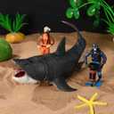 Toyvian Scuba Diver Figures with Shark Miniature, 3 Pack PVC Diver Action Models for Aquarium Decoration Marine Life Figurines for Fish Tank Ornaments and Diorama Projects