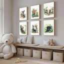 6Pcs Nursery Woodland Animal Wall Art Wild Animals Forest Posters Print Artwork Kids Room Ideas Paintings Pictures Wall Decor for Baby Boys and Girls Childrens Room Hom Decoratione Unframed.