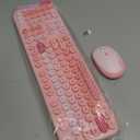 Dilter Wireless Keyboard and Mouse, Typewriter Full Size Keyboard with Number Pad and 2 in 1 USB Connected Mouse for Windows 7/8/10, Laptop, Desktop, PC, Computer (Pink Colorful)