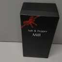 2-Piece Salt and Pepper Grinder Set with Wood Tray, 8 Inch Wooden Salt and Pepper Mills with Adjustable Coarseness, Refillable Manual Pepper Mill Grinder for Home Cooks (Brown)