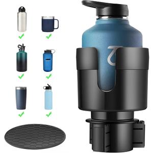 TYKOR Car Cup Holder Expander, Cup Holder Extender for Car with Adjustable Base, Fits Yeti 24/36/46oz, Hydroflask 32/40oz, Large Bottles in 3"-3.9" (16-40oz)