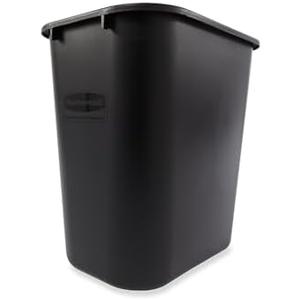  3 Pack B&M Rubbermaid 295600Bk Deskside Plastic Wastebasket, Rectangular, 7 Gal, Black.