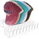 Acrylic Hat Organizer - Hat Stand for Baseball Caps, 2 Pack No Install Clear Hat Holder for 18 Baseball Caps, Perfect for Bedroom, Closet, Dresser, and Office Display