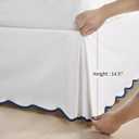 HIG Off-White Chic Full Bed Skirt - Easy Fit Scallop Edge Pleated Bedskirts, 14 Inch Drop Anti-Slip Dust Ruffle, Thick Fabric for Enhanced Privacy, Pre-Washed for Long-Lasting Use(N60022)