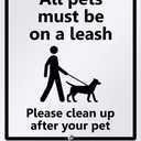SmartSign 12 x 10 inch All Pets Must Be On A Leash - Please Clean Up After Your Pet Yard Sign with 3 foot Stake, 40 mil Laminated Rustproof Aluminum, Black and White, Set of 1