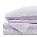 Comfort Spaces 100% Cotton Sheet Set Breathable, Lightweight, Soft with 14" Elastic Pocket Fits up to 16" Mattress, All Season Cozy Bedding, Matching Pillow Case, Queen Tabitha Purple 4 Piece