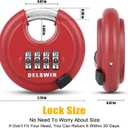 DELSWIN Outdoor Combination Padlock - 4 Digit Heavy Duty Disc Lock with Hardened Shackle,Combo Padlock for Gate,Storage Unit,Fence(25/64" Shackle, Red)