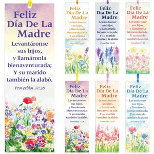 60 Pcs Spanish Happy Mother's Bookmark Proverbios 31: 28 Mother's Gift Bookmarks Religious Inspirational Bookmarks Regalos Cristianos En Espaol for Church Women Mom Appreciation Gift